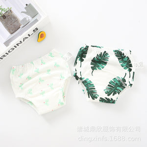 Pack Of Two New born Baby Pants  Four-layer Gauze Washable Diaper Pants