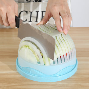 Creative Multi-functional Fruit Salad Bowl Cutter Fruit And Vegetable Lazy Cutting Bowl Cutting Vegetable Divider Kitchen Tool