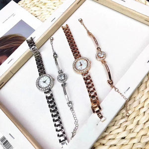 Wechat Business New Fashion Bracelet Rhinestone Two-piece Jewelry Explosive Model Male And Female Student Watch Fashion Watch