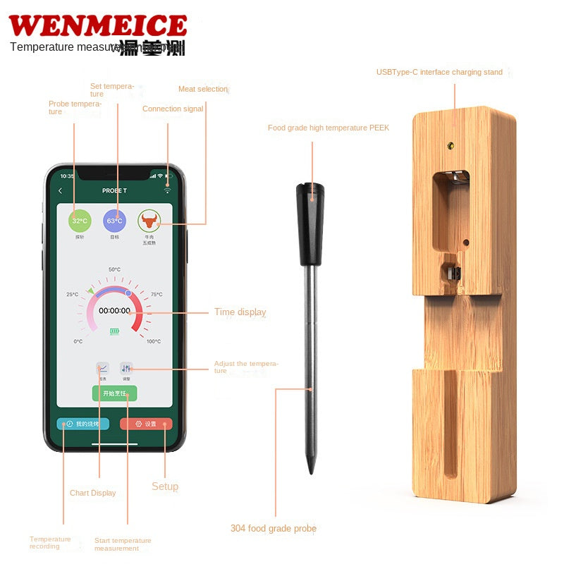 Outdoor Smart Wireless Meat Thermometer Digital Waterproof Kitchen Oven Oven Food Thermometer