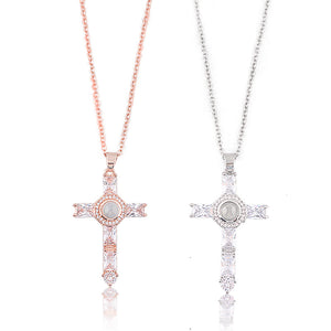 European And American Jewelry Cross Projection Necklace Copper Projection Diamond Pendant Creative Necklace
