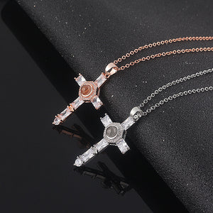 European And American Jewelry Cross Projection Necklace Copper Projection Diamond Pendant Creative Necklace
