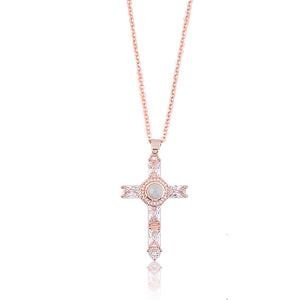 European And American Jewelry Cross Projection Necklace Copper Projection Diamond Pendant Creative Necklace