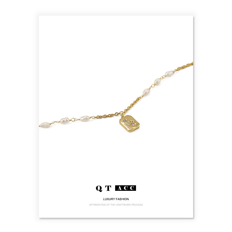Brass Real Gold Plated Natural Real Pearl Necklace Women