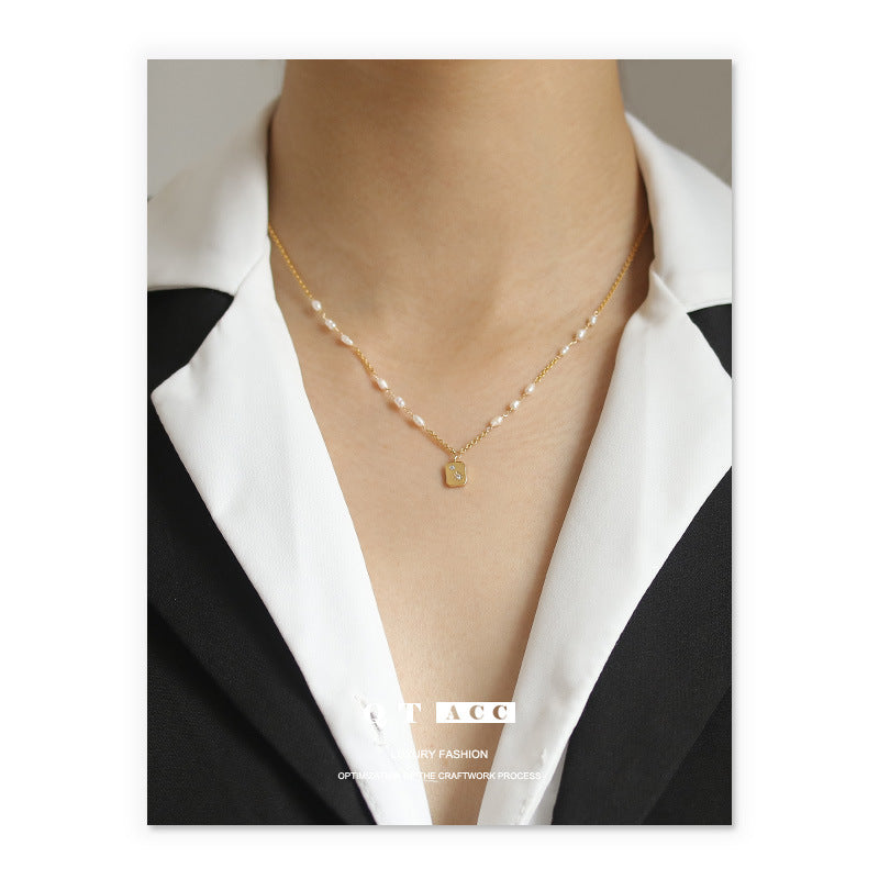Brass Real Gold Plated Natural Real Pearl Necklace Women
