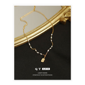 Brass Real Gold Plated Natural Real Pearl Necklace Women