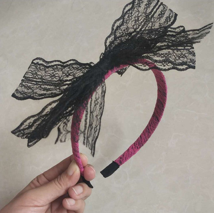 European And American Amazon Lace Bow Headband Wide-brimmed Women&#039;s Retro Big Bow Headband Hair Accessories Hair Clips New