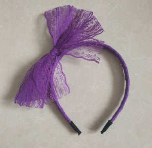 European And American Amazon Lace Bow Headband Wide-brimmed Women&#039;s Retro Big Bow Headband Hair Accessories Hair Clips New