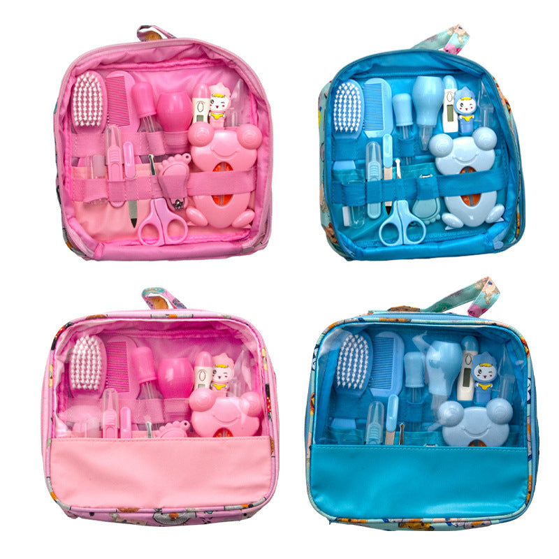 Baby Nursing Nasal Aspirator Medicine Feeder 13 Pieces (Type D) Cartoon Cloth Bag Set Baby Nail Scissors Manicure Scissors