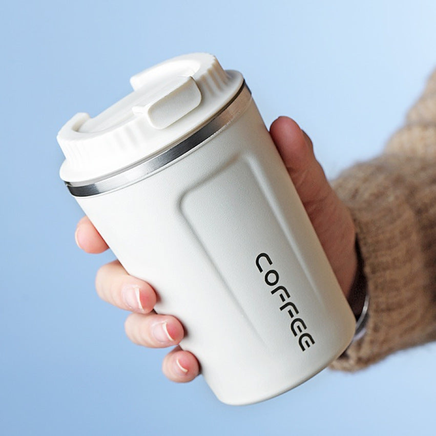 In Stock Stainless Steel Coffee Cup 304 Vacuum Insulation Cup Portable Double Layer Plastic Spray Office Cup Business Gifts
