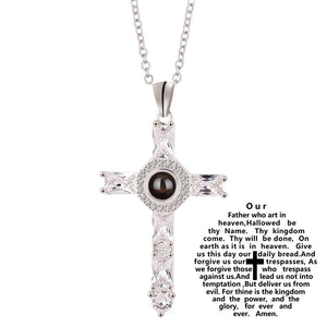 European And American Jewelry Cross Projection Necklace Copper Projection Diamond Pendant Creative Necklace