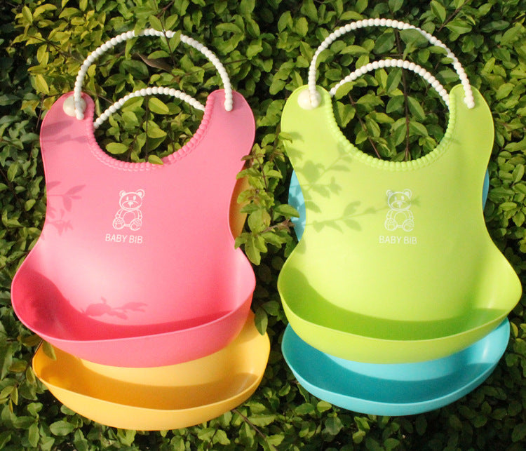 New Three-dimensional Waterproof Children&#039;s Eating Pocket Baby Imitation Silicone Bib Baby Bib Saliva Napkin Baby Eating Pocket