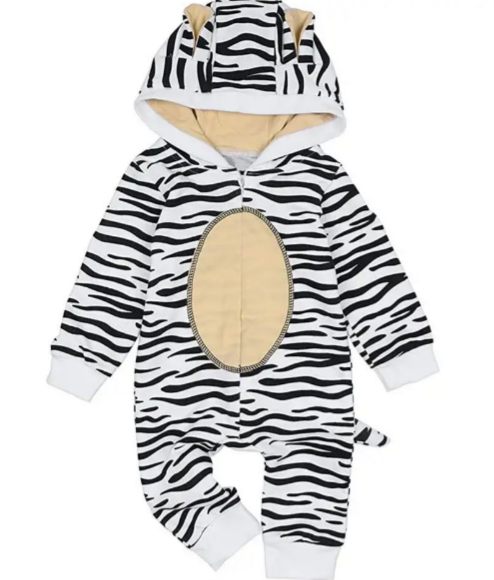 Full Moon Suit European And American Style Ins Explosion Model Super Cute Tiger Shape Hooded Tail Long-sleeved Romper Romper Special Offer