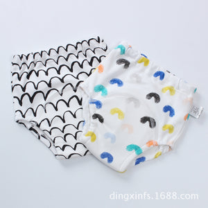 Pack Of Two New born Baby Pants  Four-layer Gauze Washable Diaper Pants