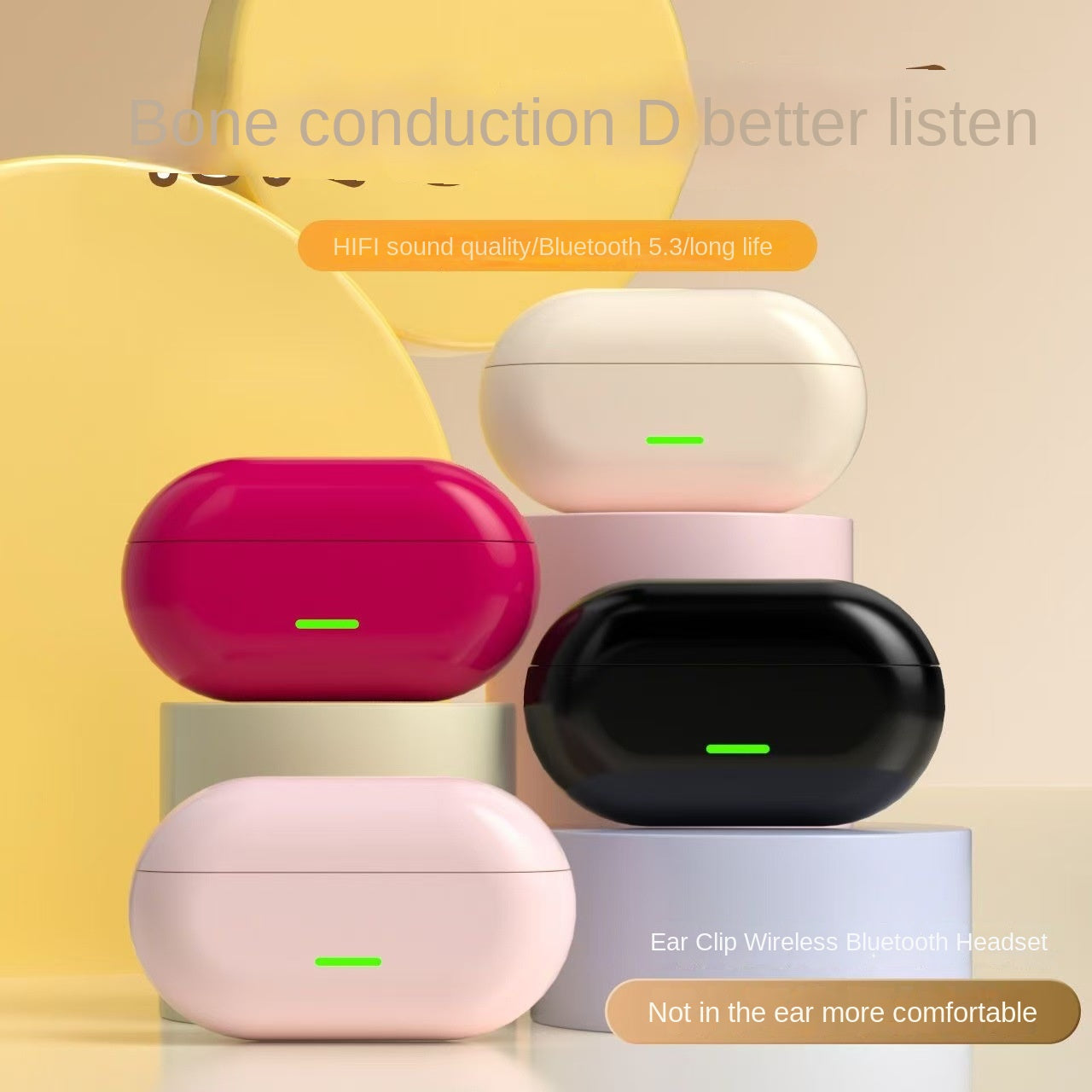 Cross-border 2024 New Conductive Bluetooth Wireless Earphone Clip Ear Comfortable Sport For Apple Huawei
