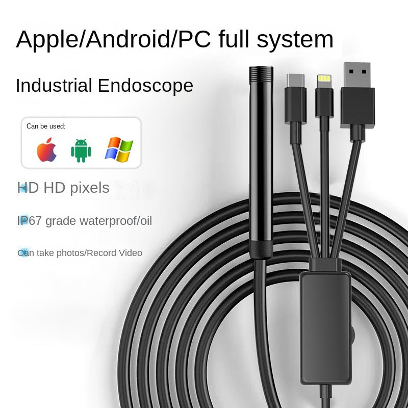 2 Million HD Industrial Endoscope Camera Support Apple Android Computer Three-in-one Pipe Endoscope