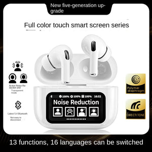 Touch Screen Bluetooth Headset YW11 Color Screen HD Display LCD White Smart Bluetooth Headset Call E-Sports