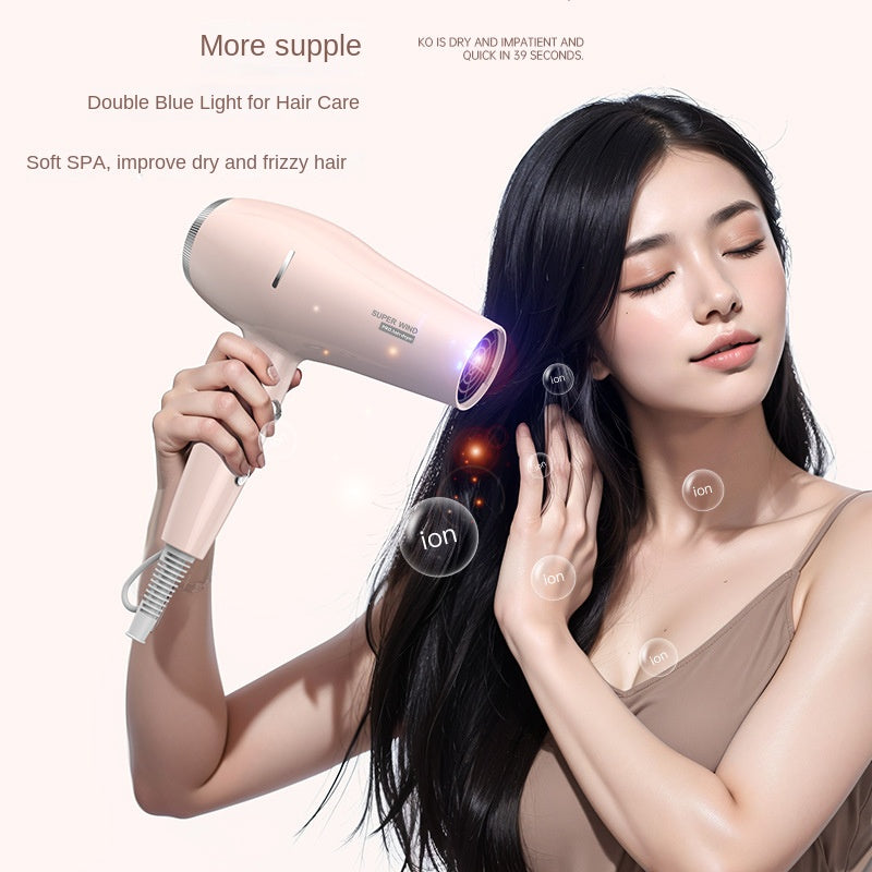 New National Standard Hair Dryer Household Blue Light Strong Wind Quick-drying Six-speed Wind Speed Hair Salon High-power Hair Dryer Hair Dryer
