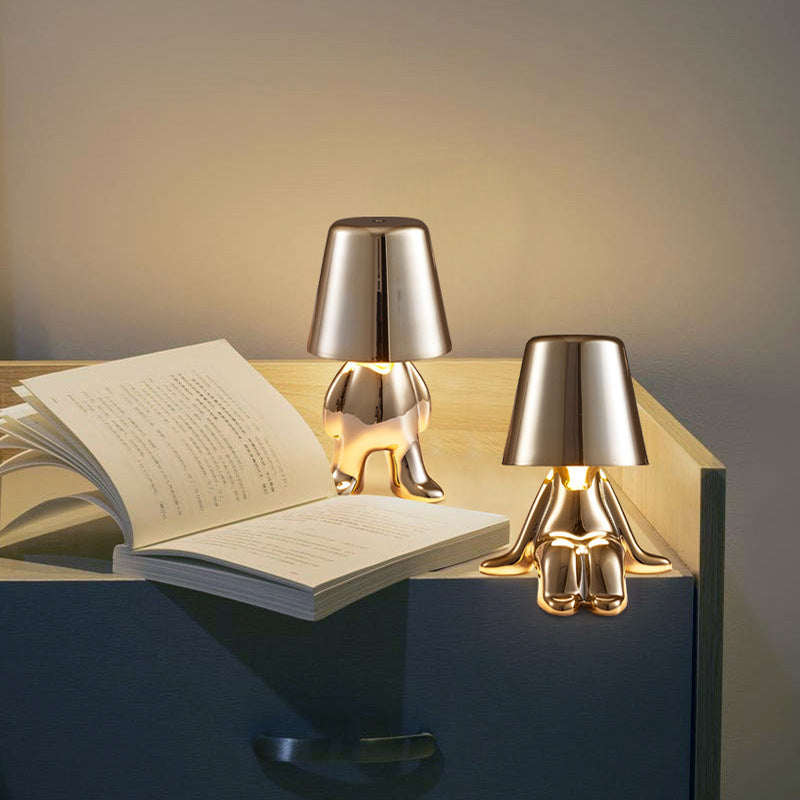 Thinker Small Golden Man Table Lamp Bedroom Resin Rechargeable Table Lamp Night Light In Decoration Ornaments