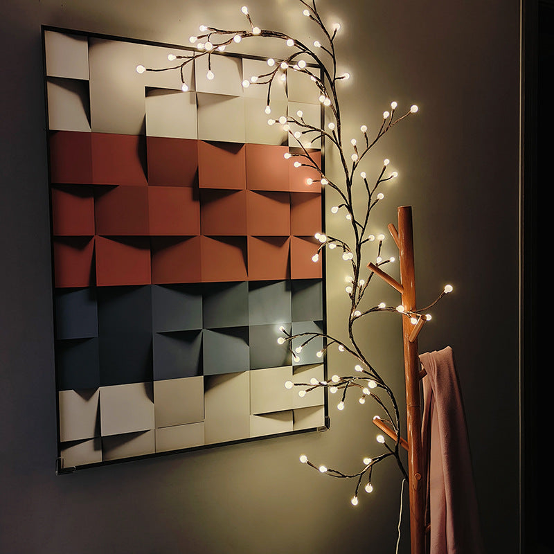 LED Branch Rattan Lights Solar Colored Lights Room Bedroom Decorative Flashing Lights String Stars Red Outdoor Layout