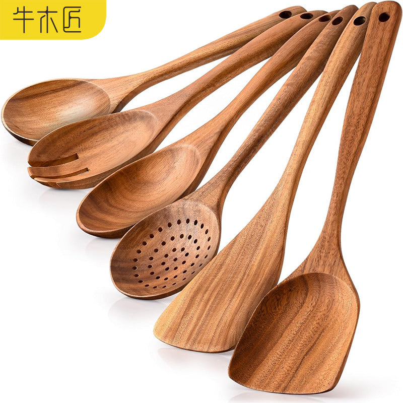 Small Leaf Acacia Wood Spatula Cooking Spatula Household Spoon Wooden Frying Spoon Pot Spatula