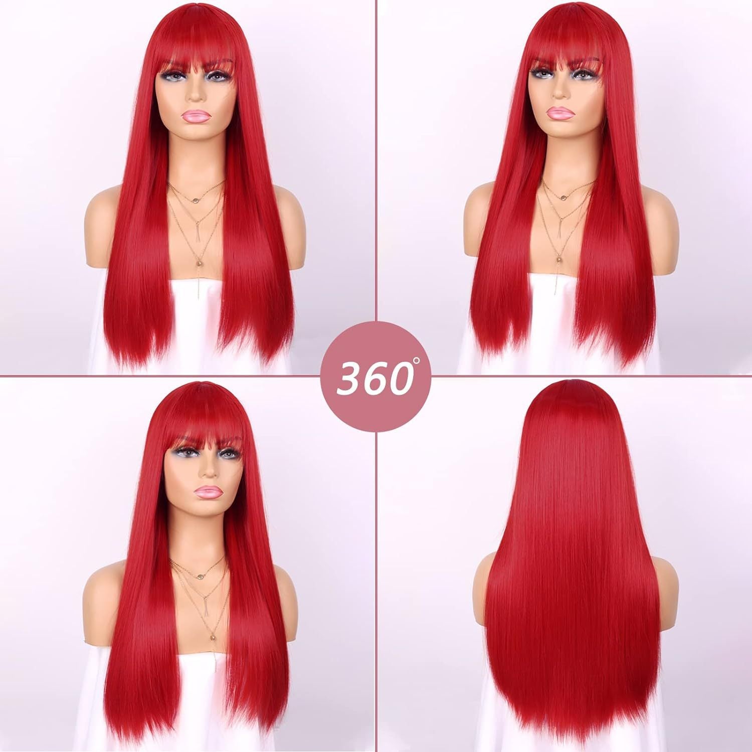 Women&#039;s Wig Cosplay Color Straight Bangs Long Straight Hair Chemical Fiber Wig Headgear
