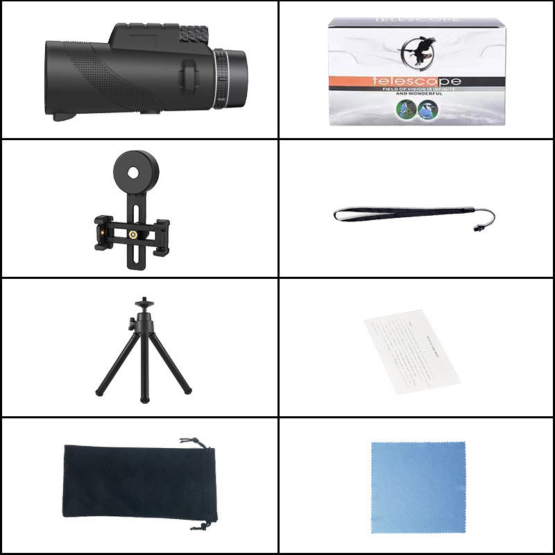 80X100 Green Monocular High-power High-definition Outdoor Bird Mobile Phone Telescope Camera