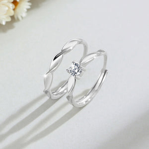 Mobius Silver 999 Couple&#039;s Ring For Men And Women Fashion Joker Four-claw Zircon Ring With Gable Pattern