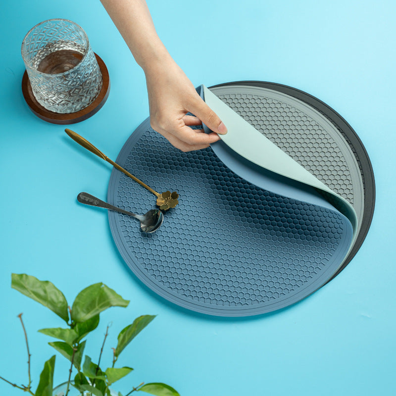 30CM Large Silicone Honeycomb Pattern Placemat Household Kitchen Silicone Draining Mat Tableware Insulation Sand Pot Mat Large Small Size