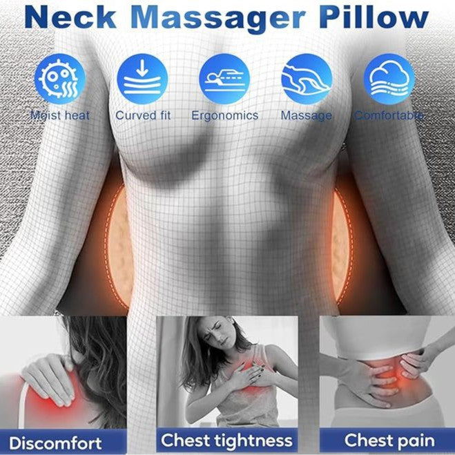 3 In 1 Electric Lumbar Support Pillow Adjustable Height Vibration With Heat Back Massager Back Pain Relief