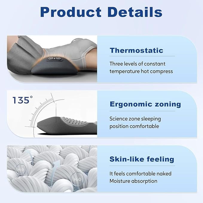3 In 1 Electric Lumbar Support Pillow Adjustable Height Vibration With Heat Back Massager Back Pain Relief