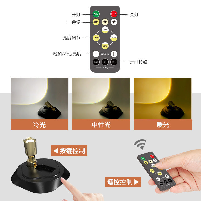 Wireless Charging Led Spotlight Jewelry Hand-made Wall Art Photo Lamp Remote Control Three-color Temperature Spotlight