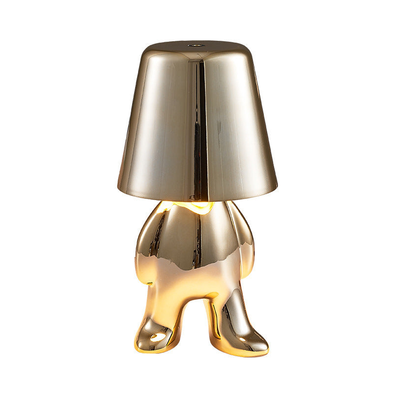 Thinker Small Golden Man Table Lamp Bedroom Resin Rechargeable Table Lamp Night Light In Decoration Ornaments