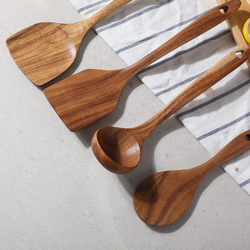 Small Leaf Acacia Wood Spatula Cooking Spatula Household Spoon Wooden Frying Spoon Pot Spatula