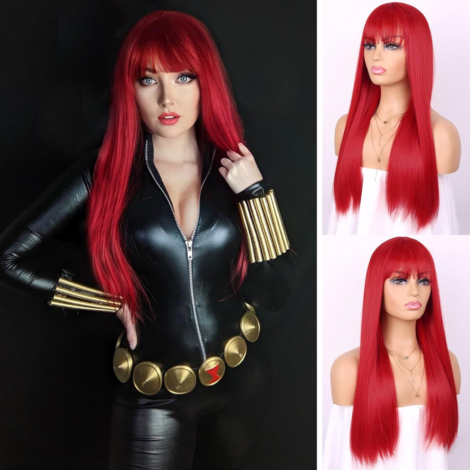 Women&#039;s Wig Cosplay Color Straight Bangs Long Straight Hair Chemical Fiber Wig Headgear
