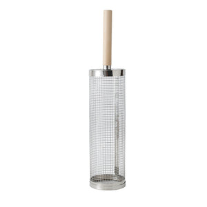 Rolling Barbecue Cage With Wooden Handle Outdoor BBQ Barbecue Basket 304 Stainless Steel Barbecue Tube Barbecue Net Cross-border Non-infringement
