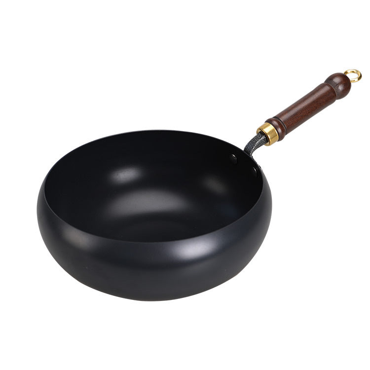 Ancient Large Belly Pot Small Iron Pot Household Deepening Wok Uncoated Flat Bottom Hand-made Non-stick Pan Boiler