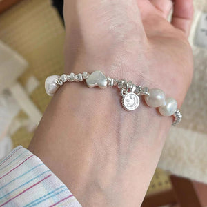 Broken Silver Metal Freshwater Pearl Bracelet Women&#039;s Niche Retro Personality Simple Versatile Temperament Bracelet Cold Style