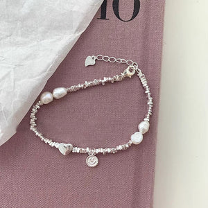 Broken Silver Metal Freshwater Pearl Bracelet Women&#039;s Niche Retro Personality Simple Versatile Temperament Bracelet Cold Style