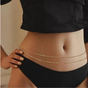 Jewelry Fashion Round Bead Chain Double-layer Ladies Waist Chain Personalized Simple Metal Chain Body Chain