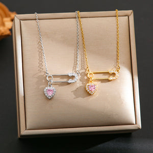 Internet Celebrity Fashion Hot Selling Titanium Steel Necklace Women&#039;s Zircon Copper Plated 18K True Gold Pendant Color-free Clavicle Chain Jewelry