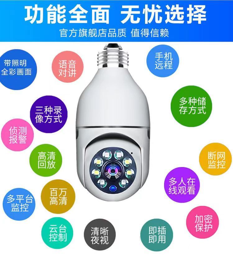 Home Surveillance Camera Smart WF Camera Panoramic HD Light Bulb Camera