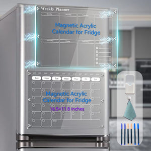 Magnetic Transparent Refrigerator Sticker Dry Erase Calendar Reusable Plan Manual Weekly Meal Plan Board