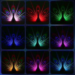 Peacock Projection Lamp Home Remote Control Wall-mounted Night Lamp Bedside Colorful Atmosphere Lamp Creative Nightlight Birthday Gift