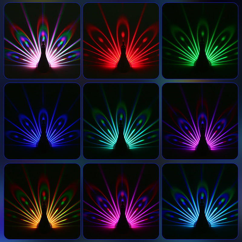 Peacock Projection Lamp Home Remote Control Wall-mounted Night Lamp Bedside Colorful Atmosphere Lamp Creative Nightlight Birthday Gift