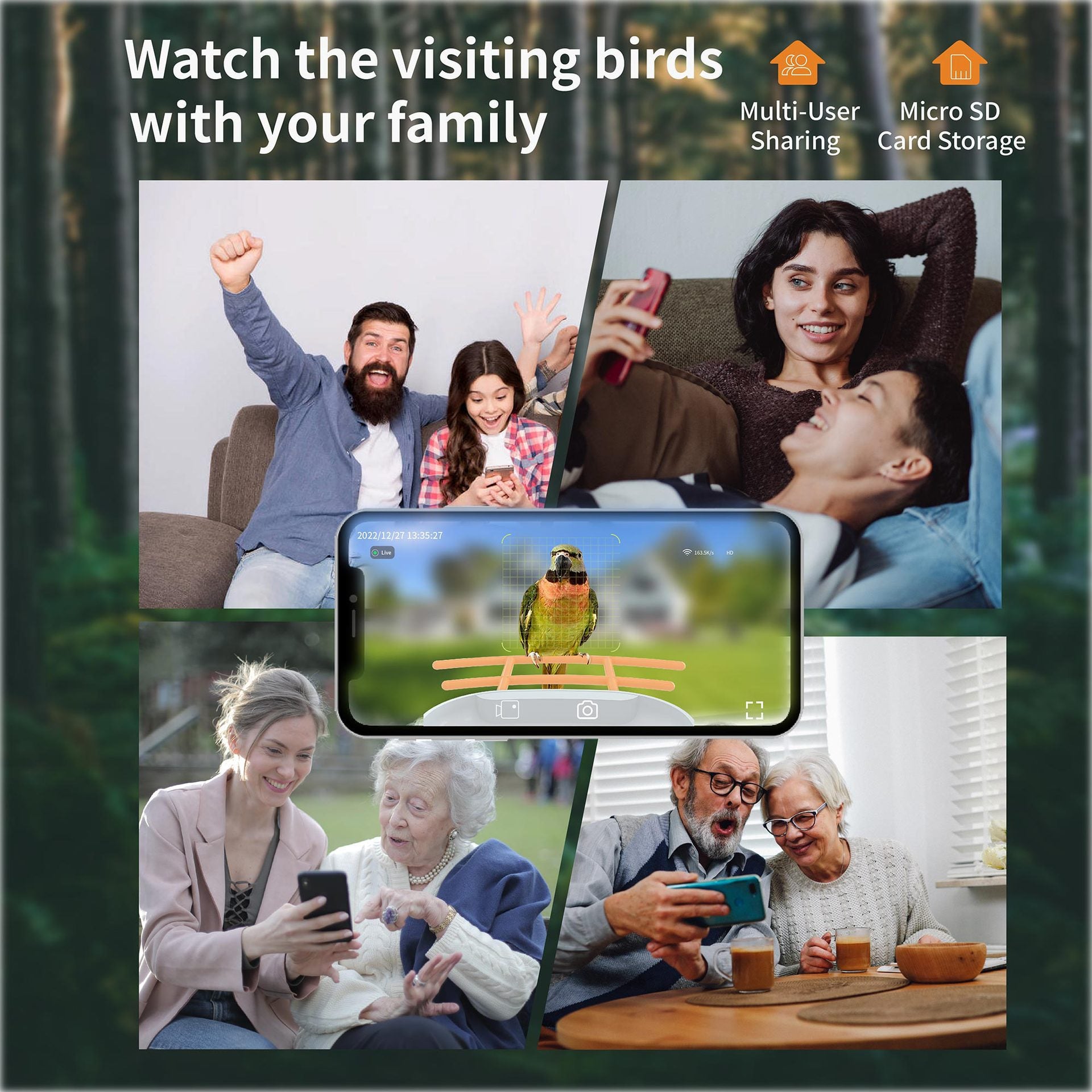 Smart Bird Feeder Camera Solar Battery Outdoor Wireless AI Recognizable Bird Feeder