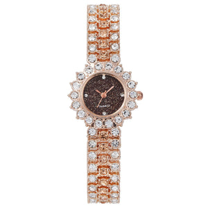 Fashion Full Diamond Women&#039;s Watch Bracelet Watch Star Surface Simple Temperament Round Water Diamond British Watch