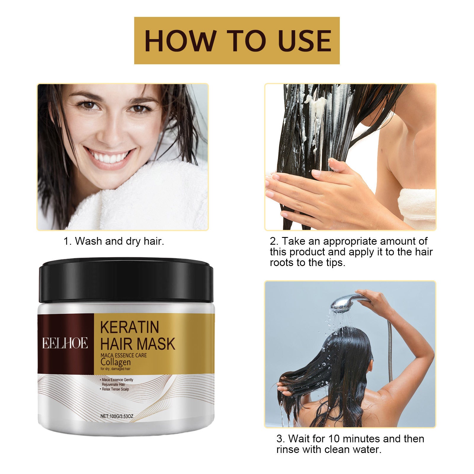 EELHOE Repair Moisturizing Hair Mask Deep Moisturizing Repair Damaged Hair Anti-dry Split Knotting Anti-hair Falling