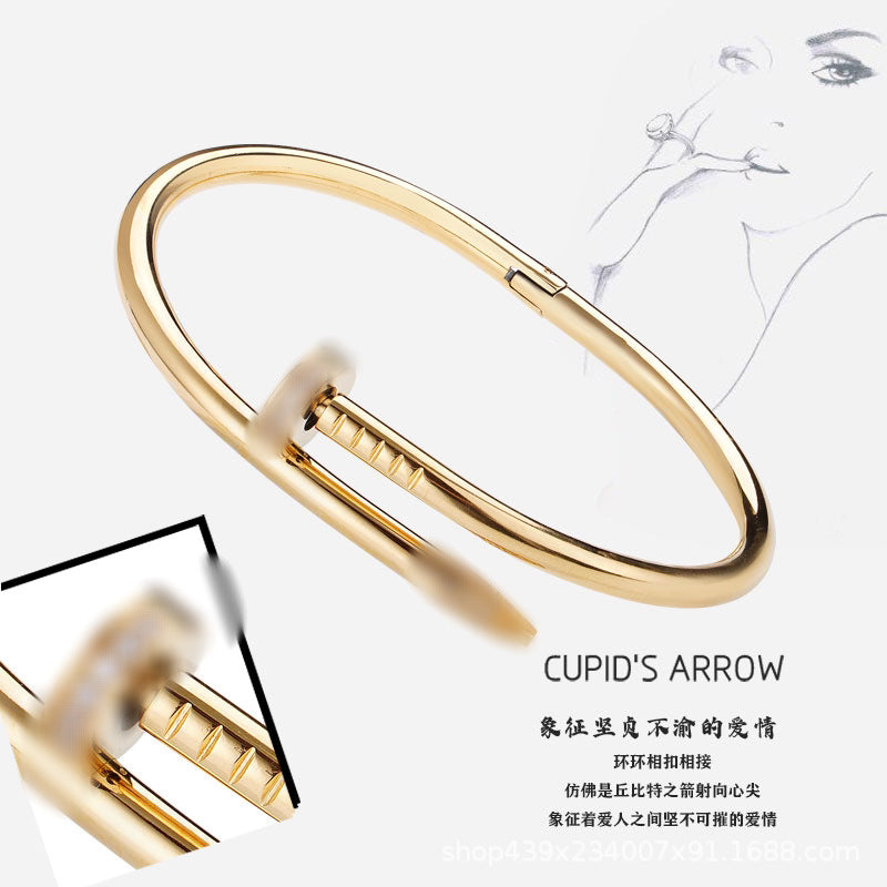 Classic Nail Bracelet Head And Tail Diamond 18k Plated Rose Gold Bracelet