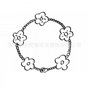 Ultra-High Version Four-Leaf Clover Five-Flower Bracelet For Women Thick Plated 18K Rose Gold Natural White Mother-Of-Pearl Carnelian